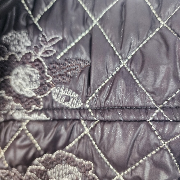 Cowgirl Up Windbreaker Zip Vest Brown Flower Sparkle Sz Large - Picture 6 of 7